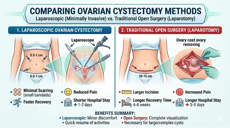 Laparoscopic Ovarian Cystectomy vs. Traditional Open Surgery